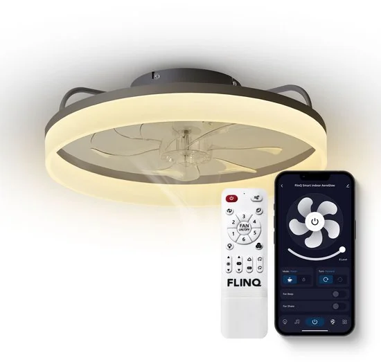 FlinQ AeroGlow smart plafondventilator met verlichting voor de slaapkamer